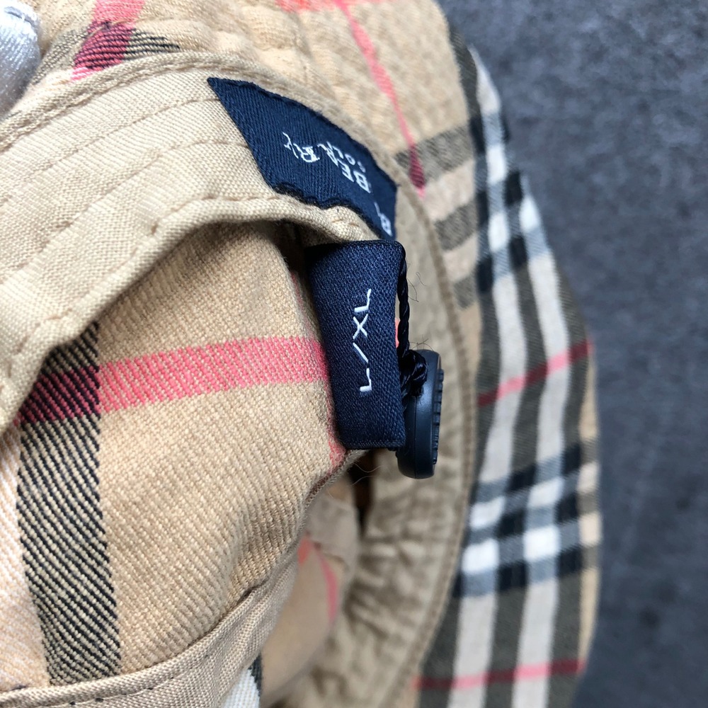 Vintage Y2K Burberry Golf Nova Check Bucket Hat Plaid Sun Cap Beige Size L/XL - Picture 10 of 11
